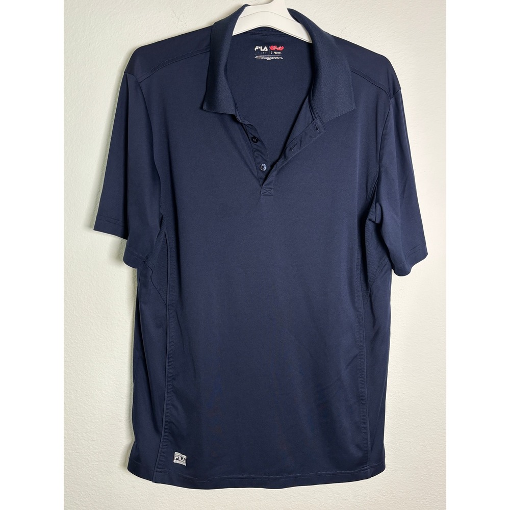 Fila Sport Golf Mens Large Navy Blue Short Sleeve Performance Polo Shirt L